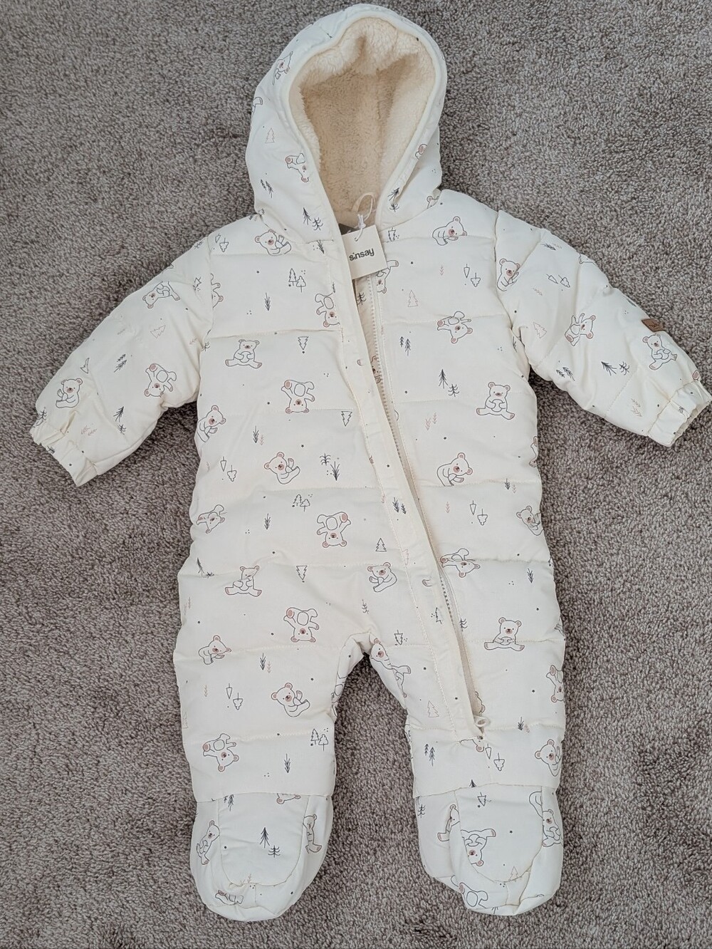 Baby Cream Hooded Snowsuit One-Piece
